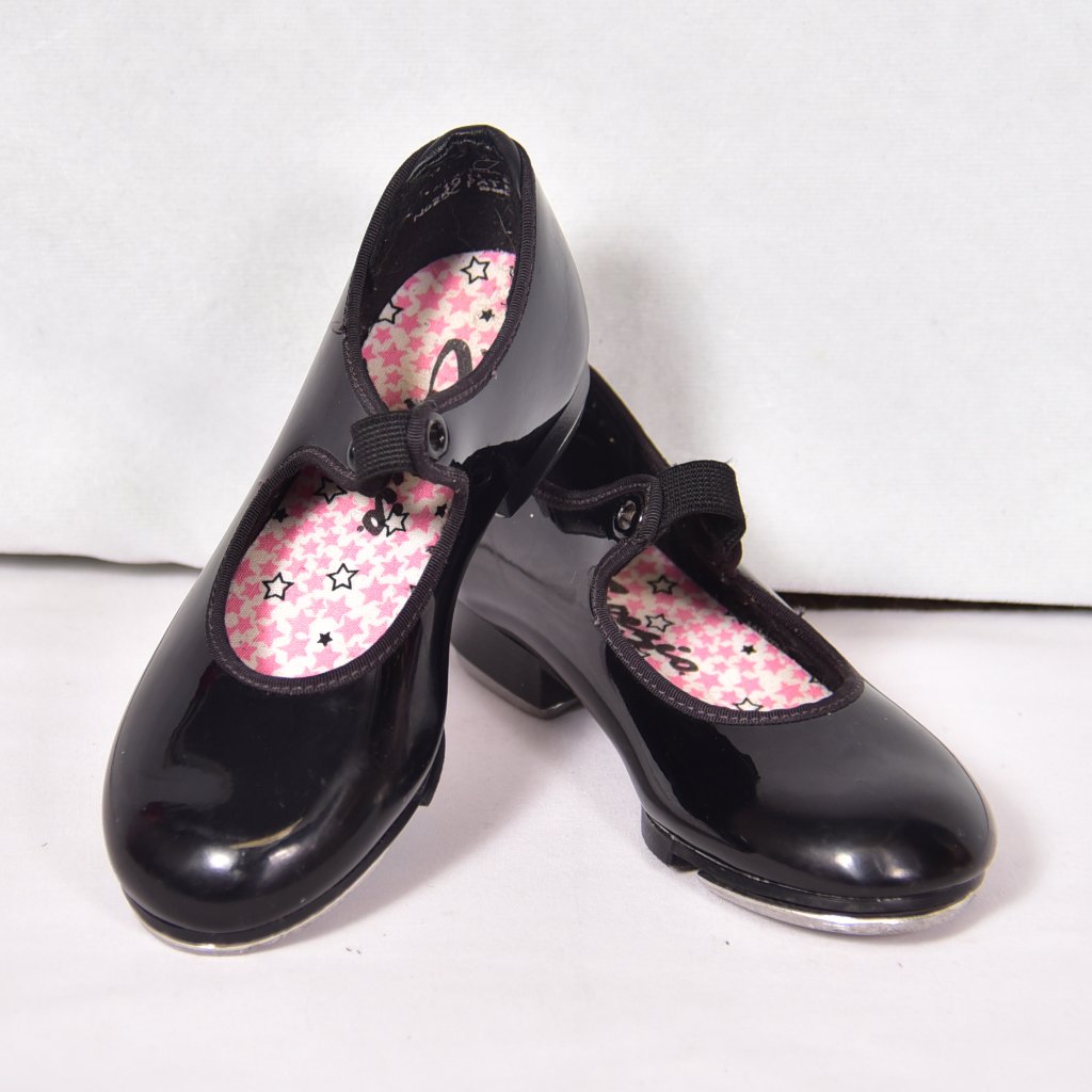 Capezio Tele Tone Tap Shoes Sz 10n Glossy Black No Ribbons